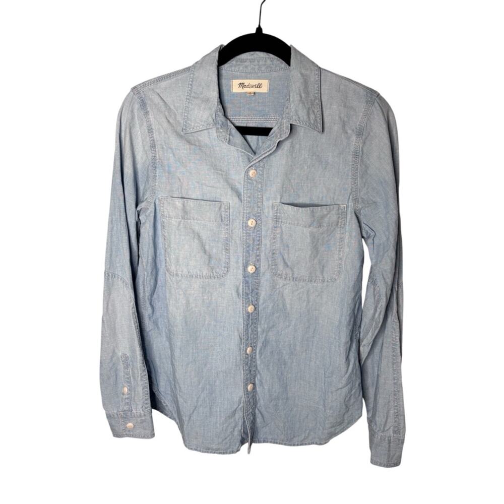 Madewell Light Denim Cotton Hemp Button Down Shirt Size Small